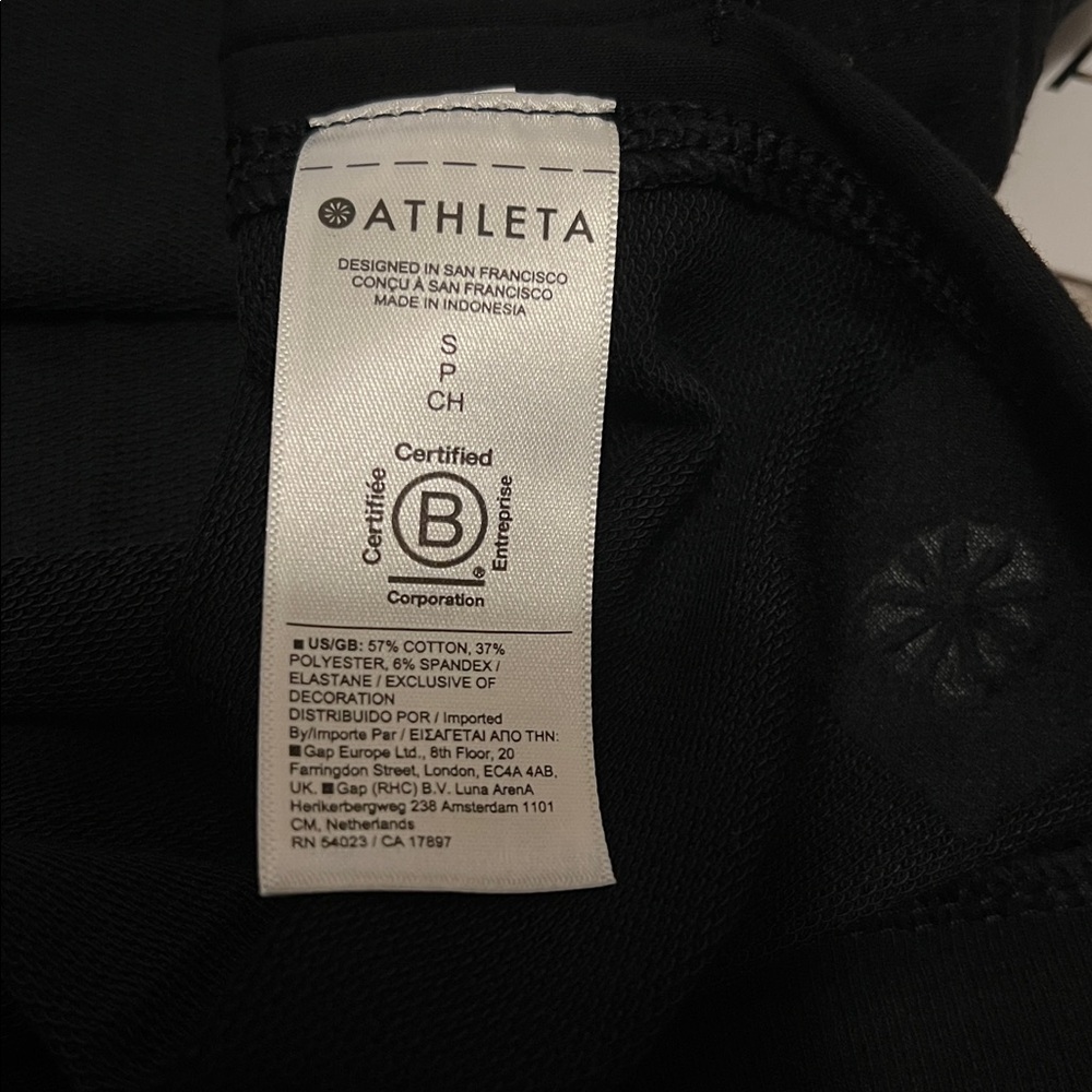 Athleta Black Retroterry V Neck Sweatshirt Tee size small NWT - Picture 10 of 10